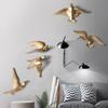 3D resin bird wall decorations three-dimensional wall stickers white gold bird statue living room TV sofa background wall art