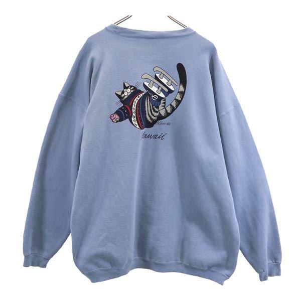 Crazy Shirt 90s Old Long sleeve sweat trainer XL Blue Back brushed Men's Used