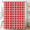 Modern Red White Bath Shower Curtain with Geometric Design for Bathroom Decoration Waterproof Fabric Customizable Size Available