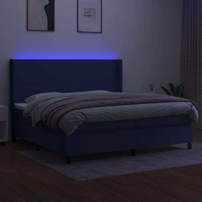 VidaXL Sommier à Lattes de Lit avec Matelas LED, Lit Rembourré avec Tête de Lit, Lit Double, Lit Adulte de Chambre, Moderne, 3138187