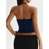 Damen Schwarz Neckholder Crop Top Raffung am Bustier Cami Top