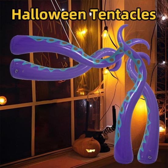 4 Pcs Halloween Inflatable Octopus Tentacle Huge Blow Up Purple Octopus Legs Outdoor Decorations for Yard Garden Lawn Decor