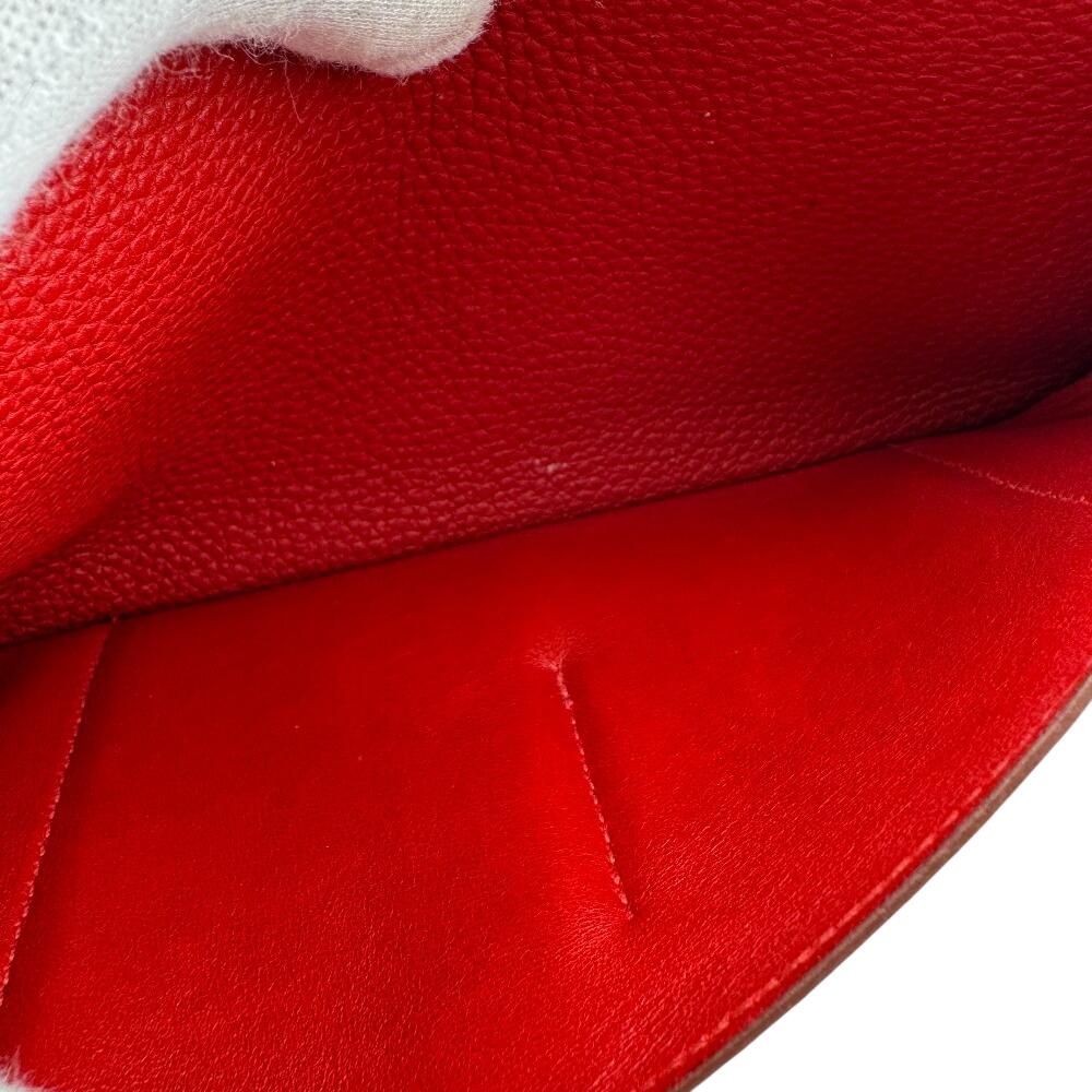 HERMES Bifold Wallet Taurillon Clemence Dogon GM Purse Red Taurillon Clemence Used
