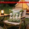 Cute Alpaca Family Pillow Cover 2D Faux Embroidery Print Cushion Case Kids Nursery Home Decor Gift