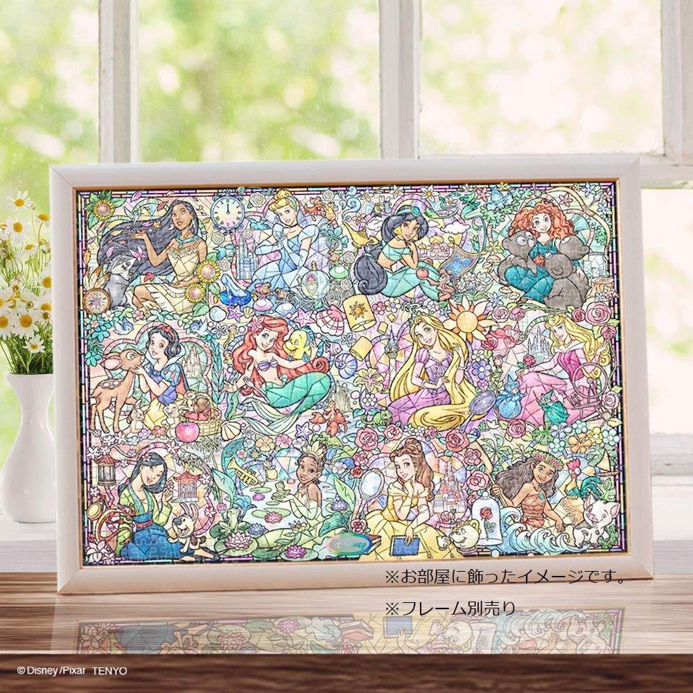 Tenyo In Stained Art Jigsaw Puzzle Disney Princess Collection with Service Card (Tenyo) [Made Japan] 1000-Piece (51.2x73.7cm) DS-1000-776