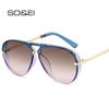 Retro Pilot Women Double Bridges Sunglasses Fashion Gradient Shades UV400 Men Punk Blue Green Sun Glasses