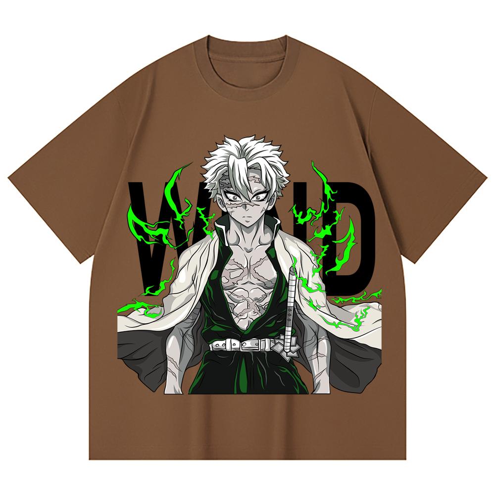 230 Gsm 100% Cotton Demon Slayer V115 Sanemi Print Unisex Heavy Cotton T Shirt
