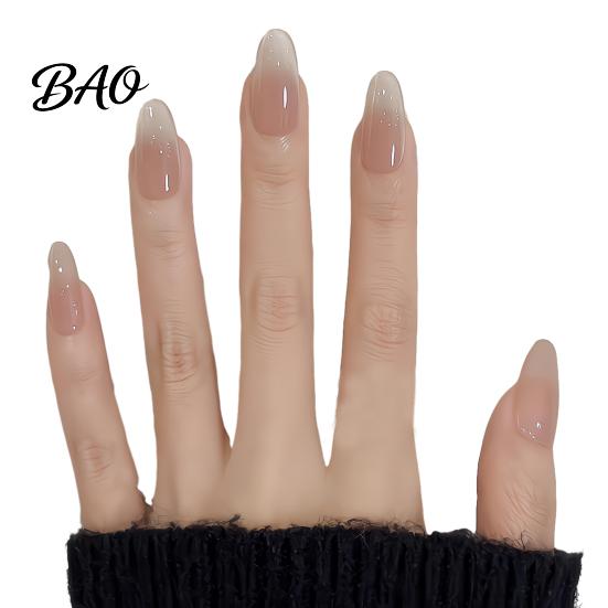 Salon Quality Fake Nails 10Pcs Cats Eyes Press on Kit, Glossy Almond Stick-on Nails, Long Glue False for Women Girls Press-on
