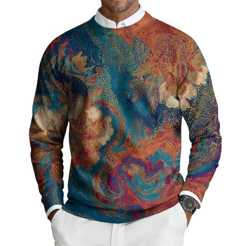 Herren Rundhals Langarm Rippstrick Pullover