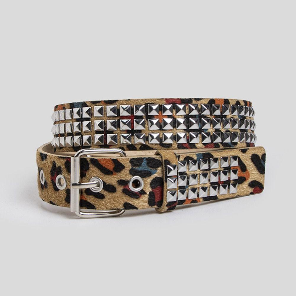 Fur Punk Rivet Belt Buckle Y2K Belt Fashion Gothic Waistband  Rock