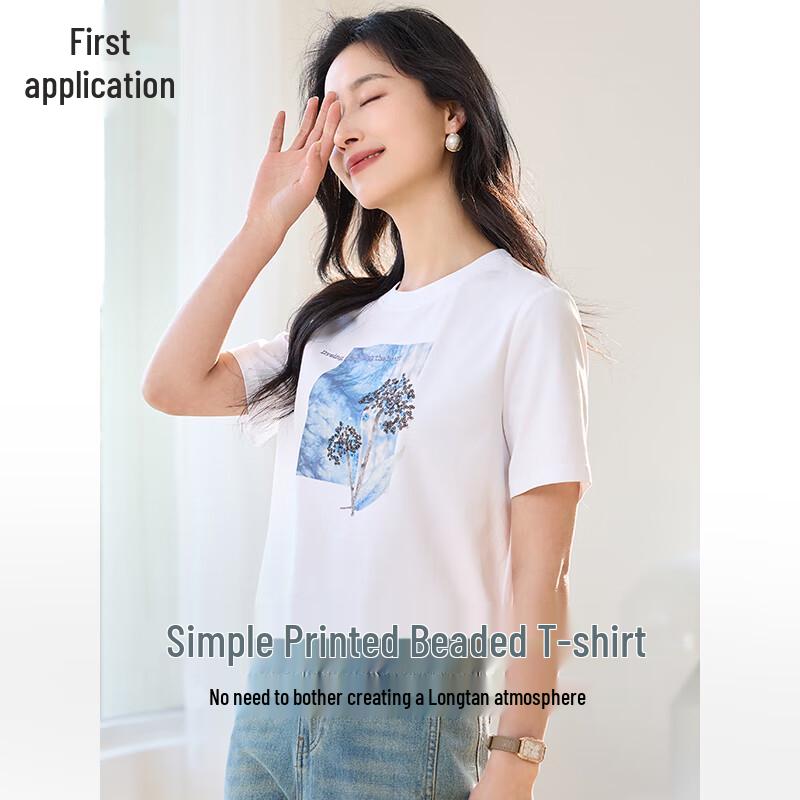 Women's Embroidered Sequin Short Sleeve T-shirt