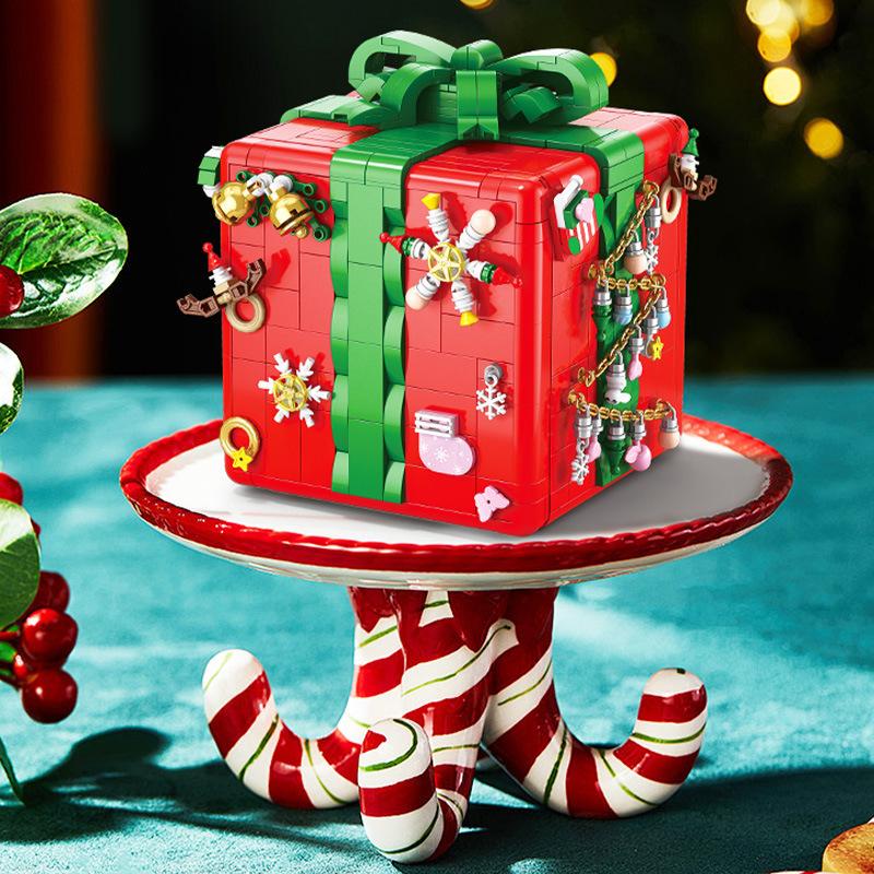 Compatible with Christmas Organ Box Santa Claus Building Block Toy Puzzle Assembly Men and Women Gifts