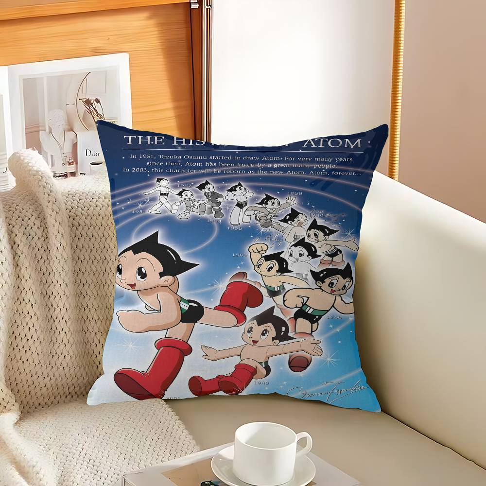Vintage A-Astro Boy Pillow Covers Cartoon Sofa Decorative Home Double-Sided Printing Short Plush Cute Cushion Cover