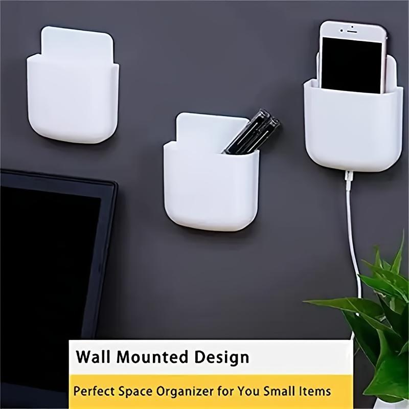 1PC Wall-mounted Storage Box Without Drilling Is Used for Remote Control and Mobile Phone Charging. Practical Hook for Mobile Phone Storage Rack