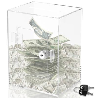 Tirelire transparente en acrylique pour adultes, cube de rangement pour pièces de monnaie, pot d'épargne, cadeau pour enfants, objectif d'économie d'argent