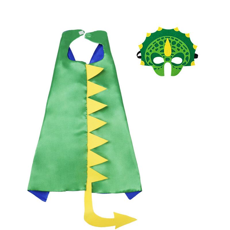Kids Dinosaur Costume Cape with Gloves Jurassic Cosplay Dress Up Set for Boys Girls Halloween Party Pretend Play