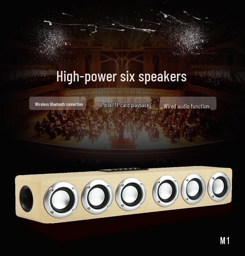 M1 Wooden Bluetooth Wireless Desktop Speaker with 6 Speakers and U Disk Support