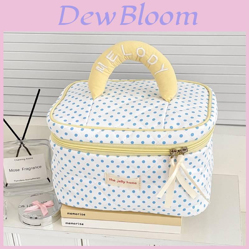 Lemon Polka Dot Cosmetic Bag With Zipper For Daily Use And Large Capacity