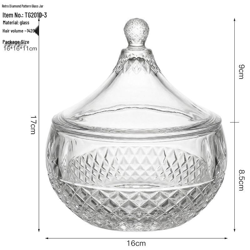 European Crystal Candy & Jewelry Glass Storage Box with Lid