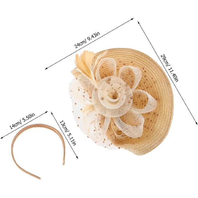 Elegant Mesh Fascinator Hat for Women, Lightweight Bridal Headpiece, Tea Party Hair Accessory, Millinery Hat and Metallic Tones for Special Occasions