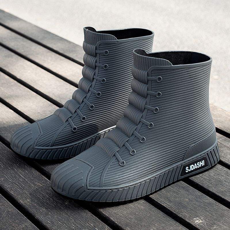 New men's rain shoes short tube non-slip waterproof kitchen platform water boots car wash fishing wear-resistant rubber shoes velvet warm
