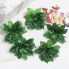 1bag 5pcs Christmas Decorations Glitter Polyester  Artificial Christmas Flowers for Christmas Tree Ornament Party Wreath Decor