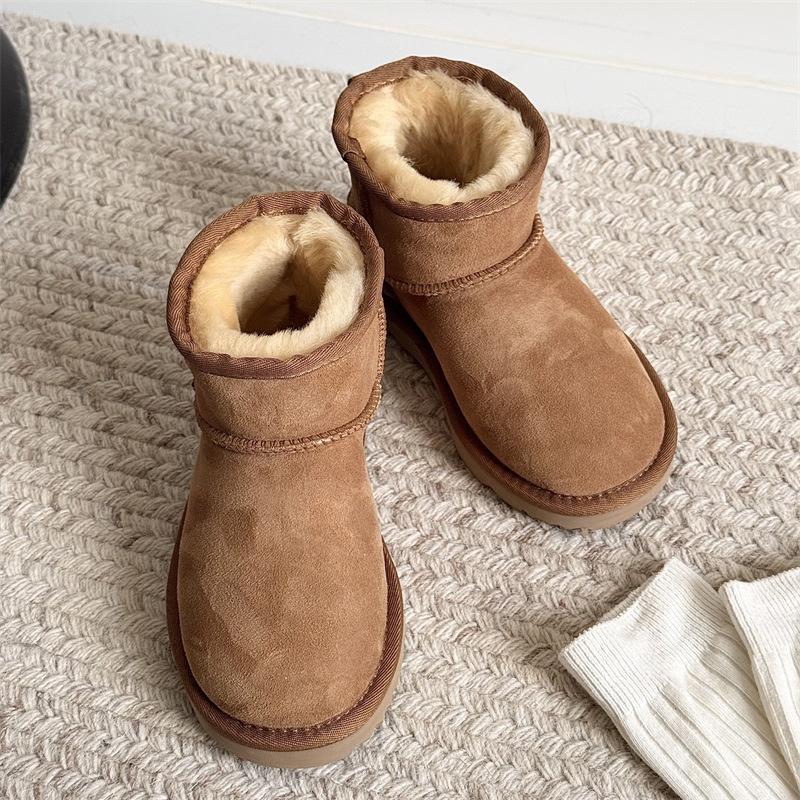 Children's Snow Boots Girls Winter New Fur Integrated Short Tube Velvet Thermal Cotton Shoes Boys Winter Shoes Sangpo