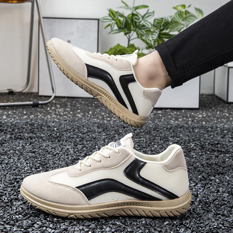 Vintage Flat Bottom Mens Retro Training Sneakers Colorblock Casual Sports Running Shoes