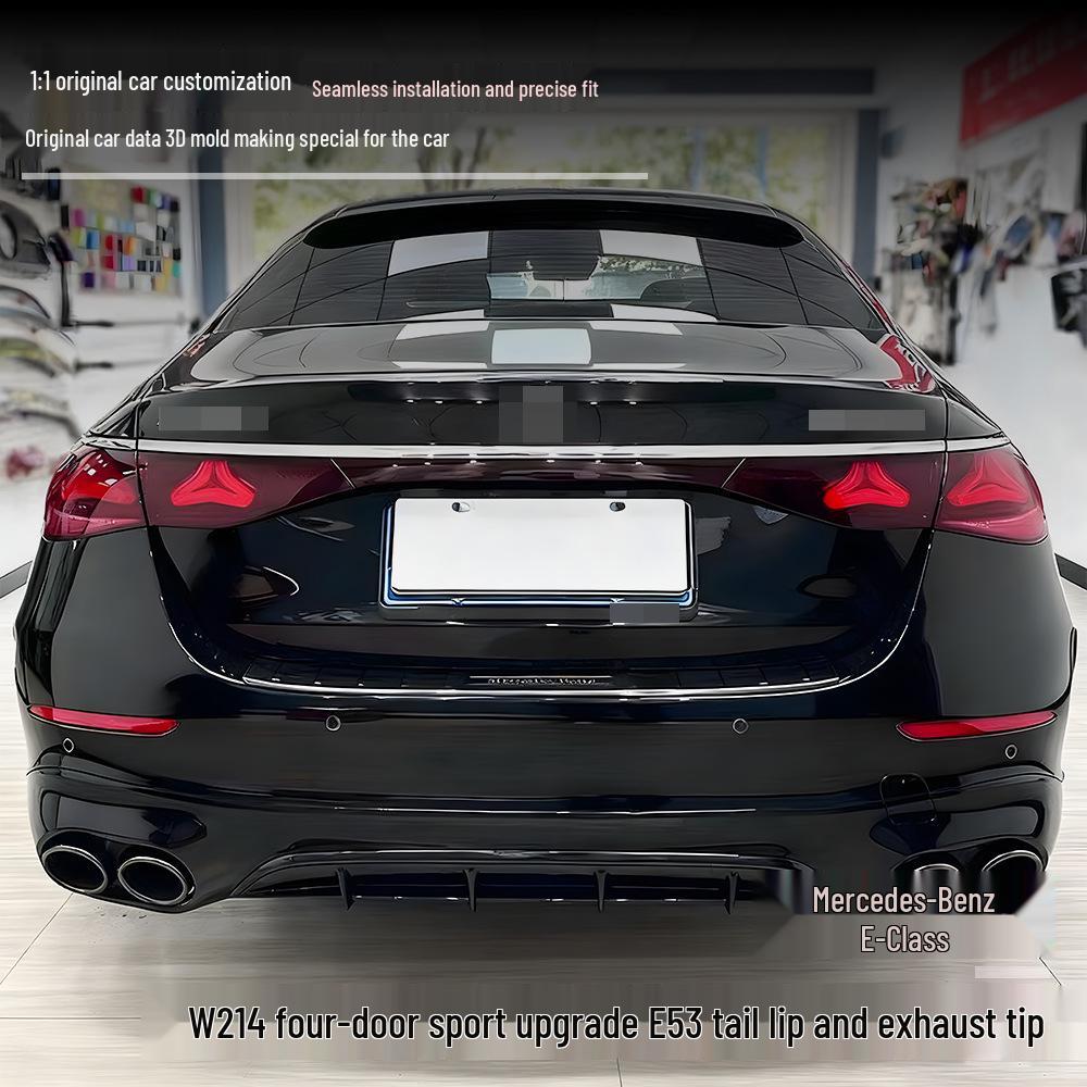 Compatible with 2024+ Mercedes-Benz E-Class W214: E53 Rear Diffuser & Exhaust Tips for Four-Door Sports Upgrade.