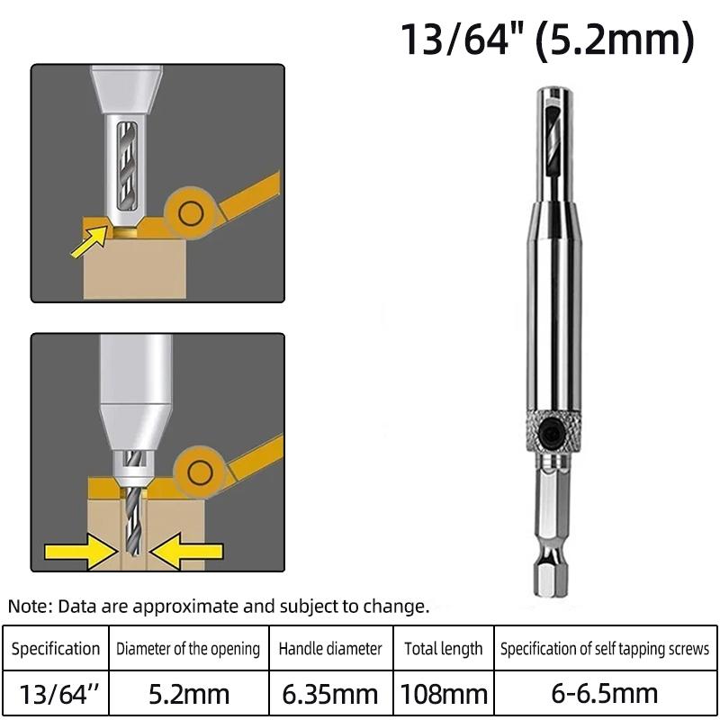 Self-Centering Hinge Twist Drill Bits HSS Different Sizes Window Doors Screw Hole Saw Woodworking Reaming Cabinet Tool
