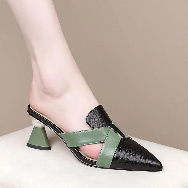 Women Fashion Black Pointed Toe High Quality Slip On High Heel Shoes Lady Elegant Summer Daily Party Heel Shoes Ab565