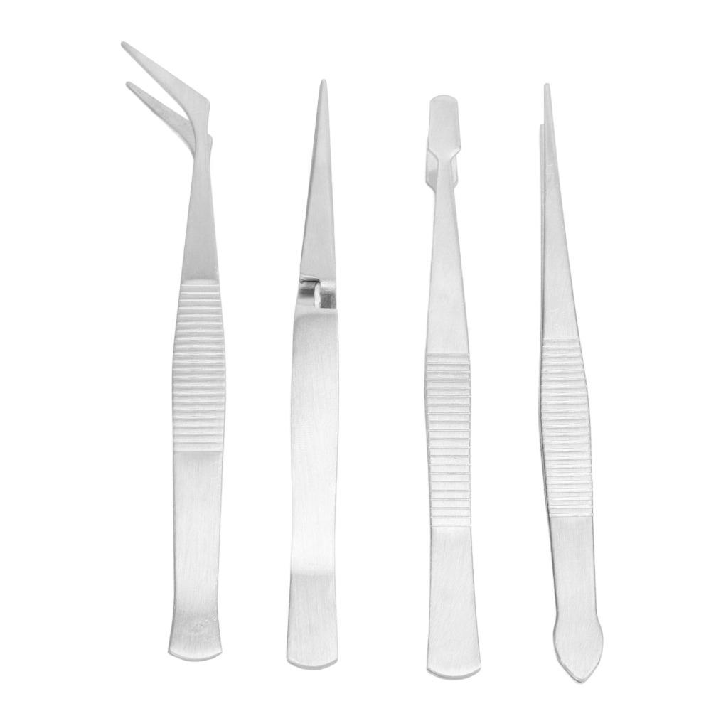 4pcs Flexible Tip Long Tweezers Stainless Steel Beading Tweezers Craft Tweezers  Sewing Applications