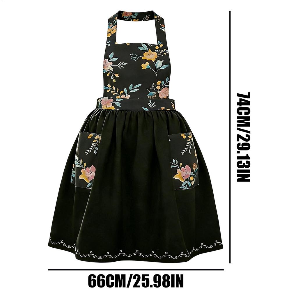 Cooking Apron Aesthetic Bib with Flower Pattern Kitchen Aprons with Pockets for Chef Dad Christmas Adult Baking Grilling BBQ