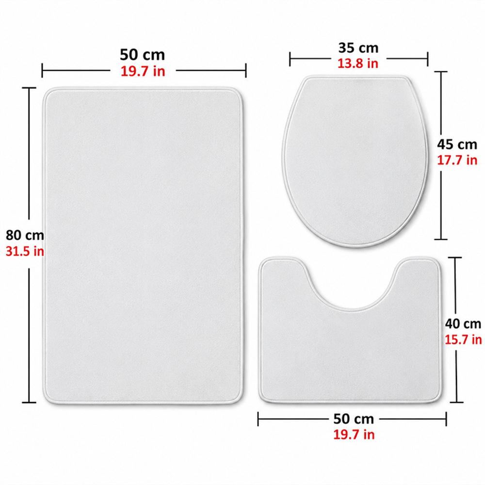Christmas Bathroom 3Piece Flannel Mat Set Bath Mat Set Toilet Coverushaped Foot Pad Gift Bathroom Decor