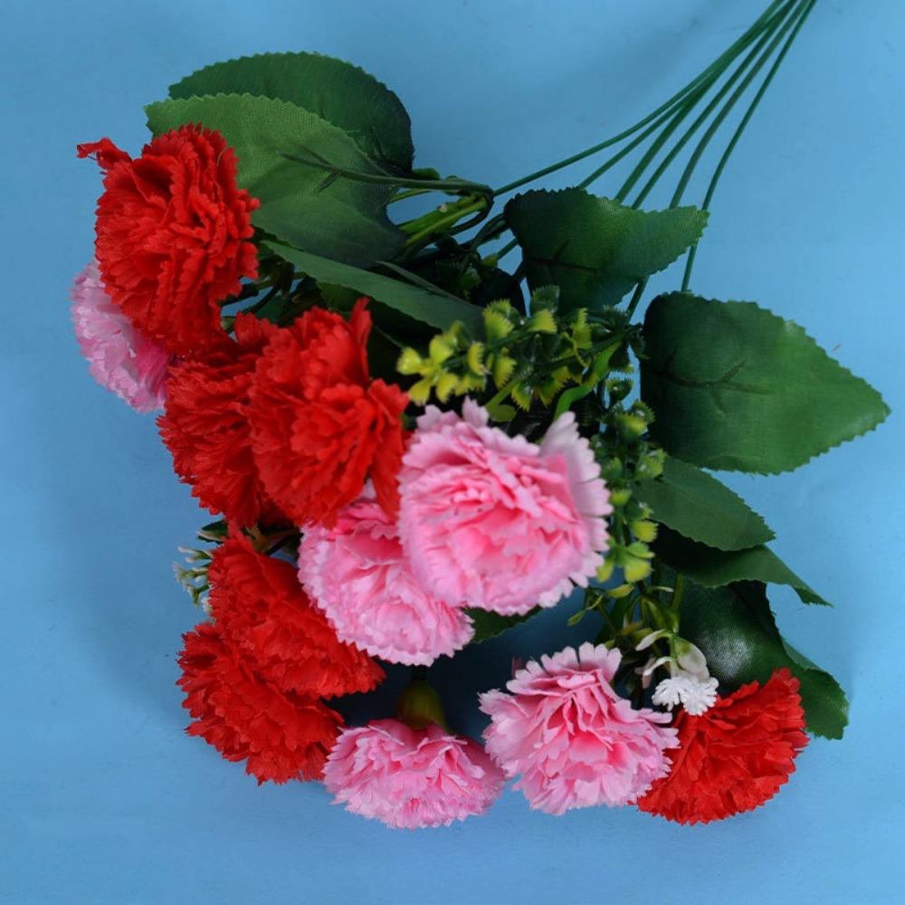 New 12 Heads Artificial Flowers Silk 6 Colors Small Carnation Wedding Arch Decor Carnation