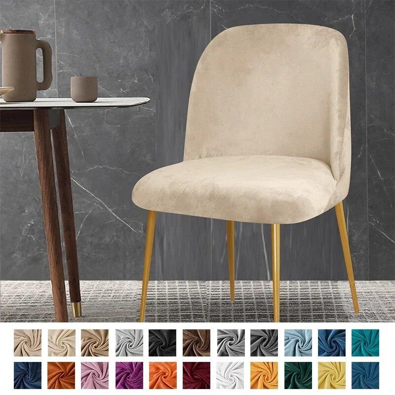 1/2/4/6 Pc Velvet Duckbill Makeup Chair Covers Round Bottom Stool Accent Low Back Dinning Office Chair Slipcover  Seat Cover