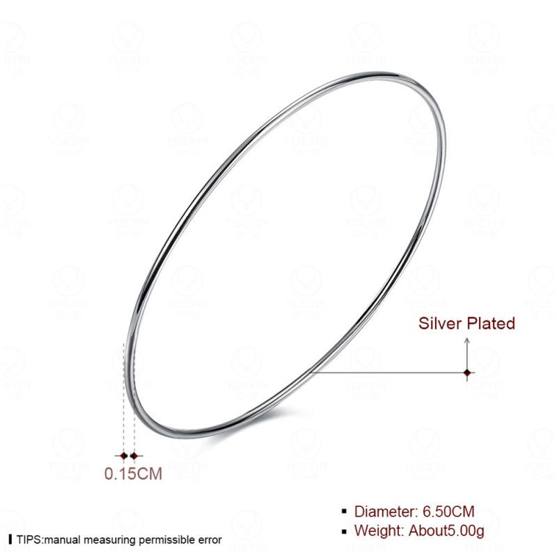 RUI RUI YU Women Bracelet Copper Plated Silver Simple Classic Style Single Circle Bracelet
