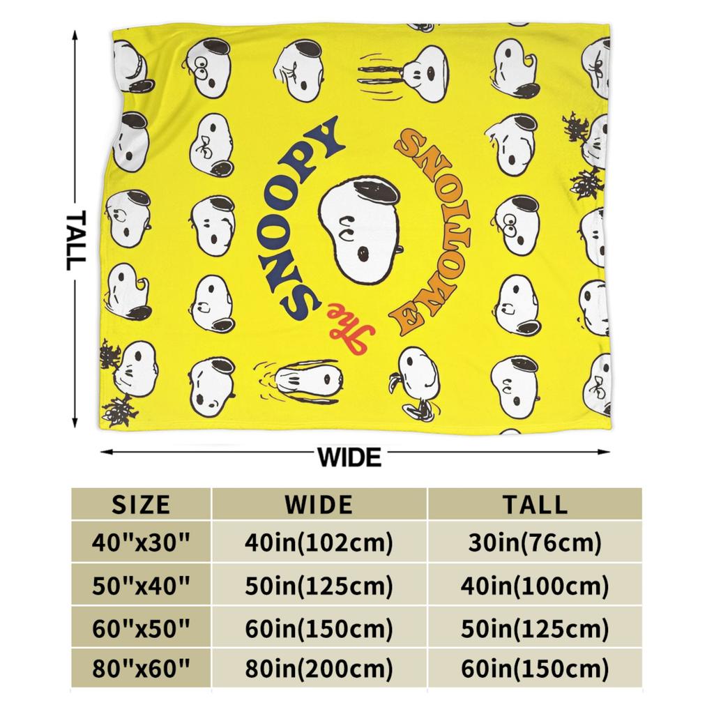 Snoopys Emotions Flannel Blanket Funny Throw Blankets for Bed Sofa Couch 125*100cm Plush Thin Quilt,
