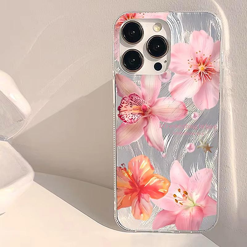 Pink Lily Elegant Flowers Collage Phone Case for Samsung Galaxy A34 A35 A55 A54 A53 S25 Ultra S24 S23 S22 Plus FE S21 Cover