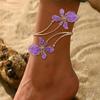 Elegant Temperament Adjustable Floral Anklet for Women Fashion Summer Vocation Pattern Foot Chain  Parties
