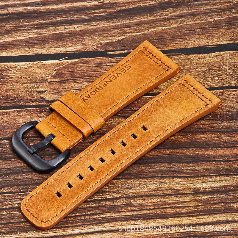 The First Layer Of Crazy Horse Leather Strap Is Suitable For Seven Fridays 28Mm Retro Soft And Comfortable To Wear.