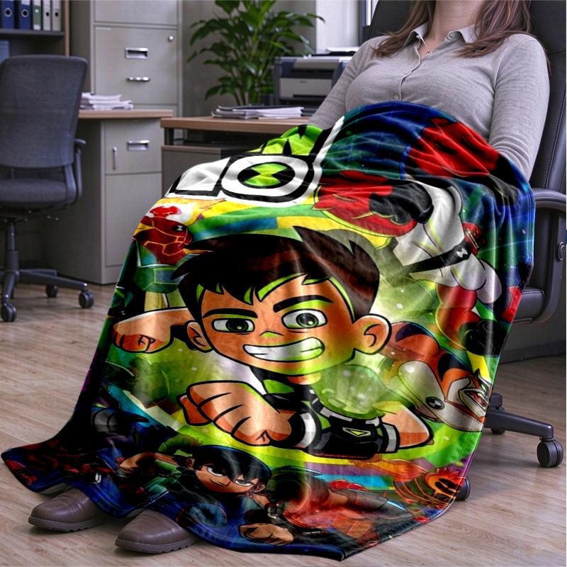 Alien Heroes Ben 10 Cartoon Print blanket Flannel Blanket Soft Cozy Plush Throw for Sofa Bed Lightweight Home Decoration