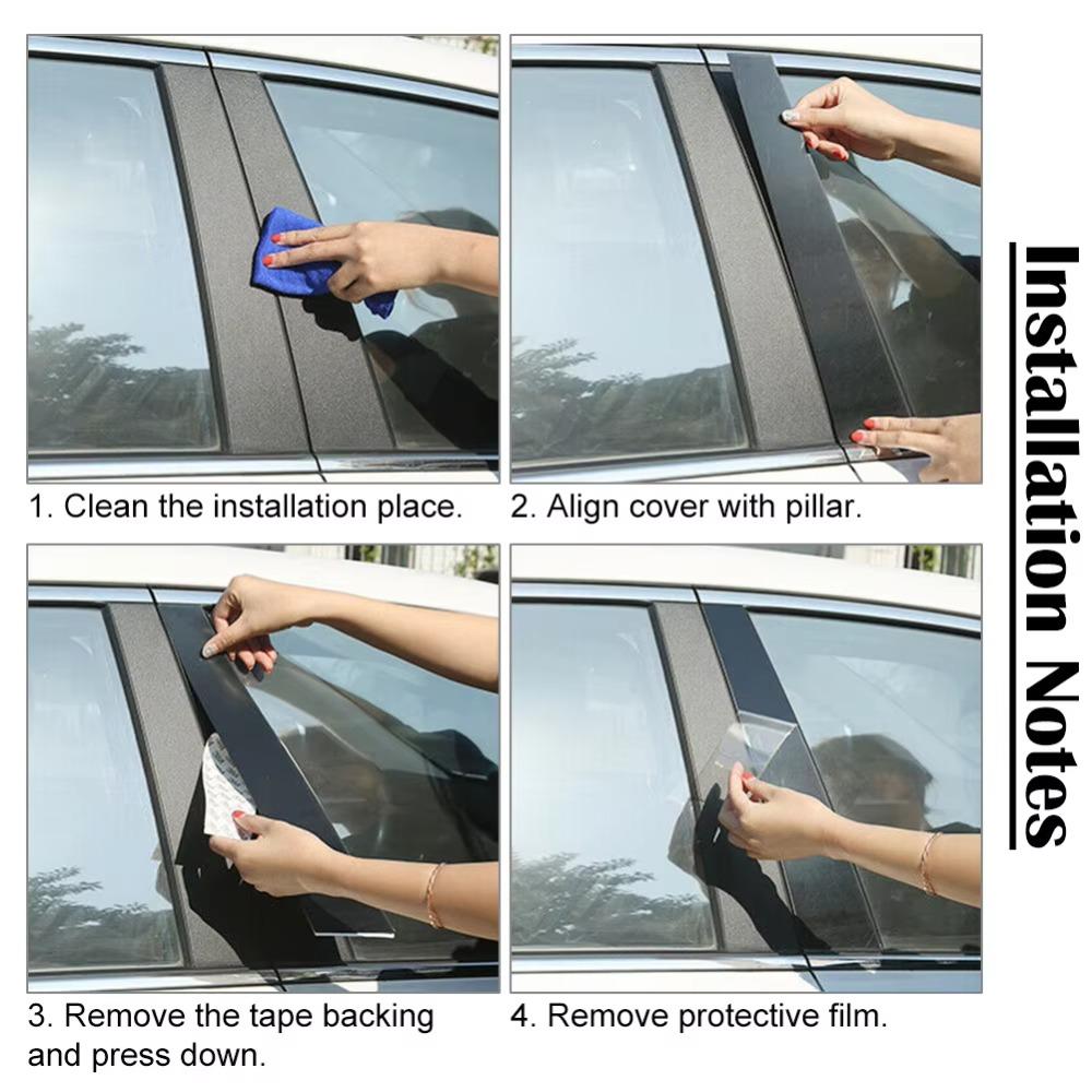 6PCS Glossy Black Pillar Posts Fit For Volvo XC90 2003-2010 2011 2012 2013 2014 Window Cover Door Side Trim Sticker Accessories