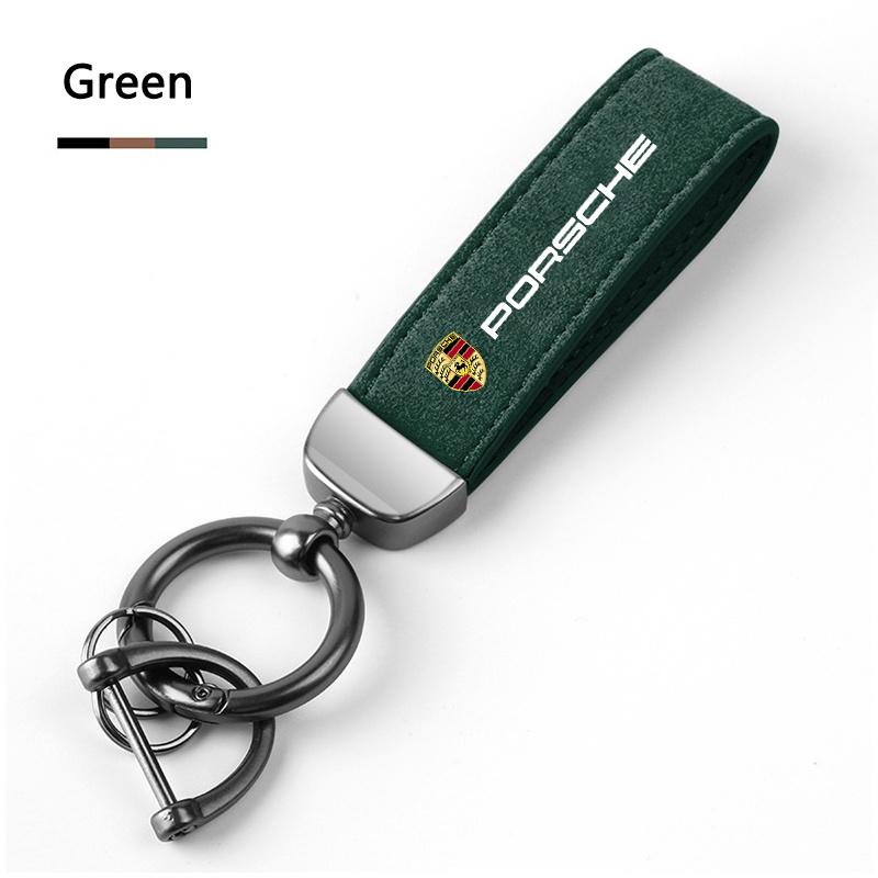 

Suede Car Keychain Pendant Anti-lost Key Ring Chain Charm Gifts For Porsche Panamera Macan 718 Taycan 911 Cayman Boxster 9ya 971