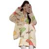 Japanese Style Cartoon Pajama Set for Women - Long Sleeve Cardigan with Chest Pad, Cute Homewear.