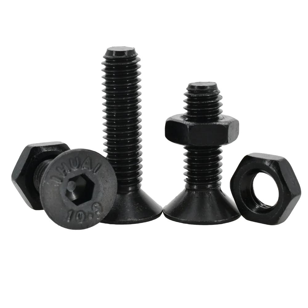 DIN7991 Allen Flat Head Hex Bolt Nut Set Kit M2 M3 M4 M5 M6 Black Grade 10.9 Steel Hex Hexagon Socket Countersunk Head Screw