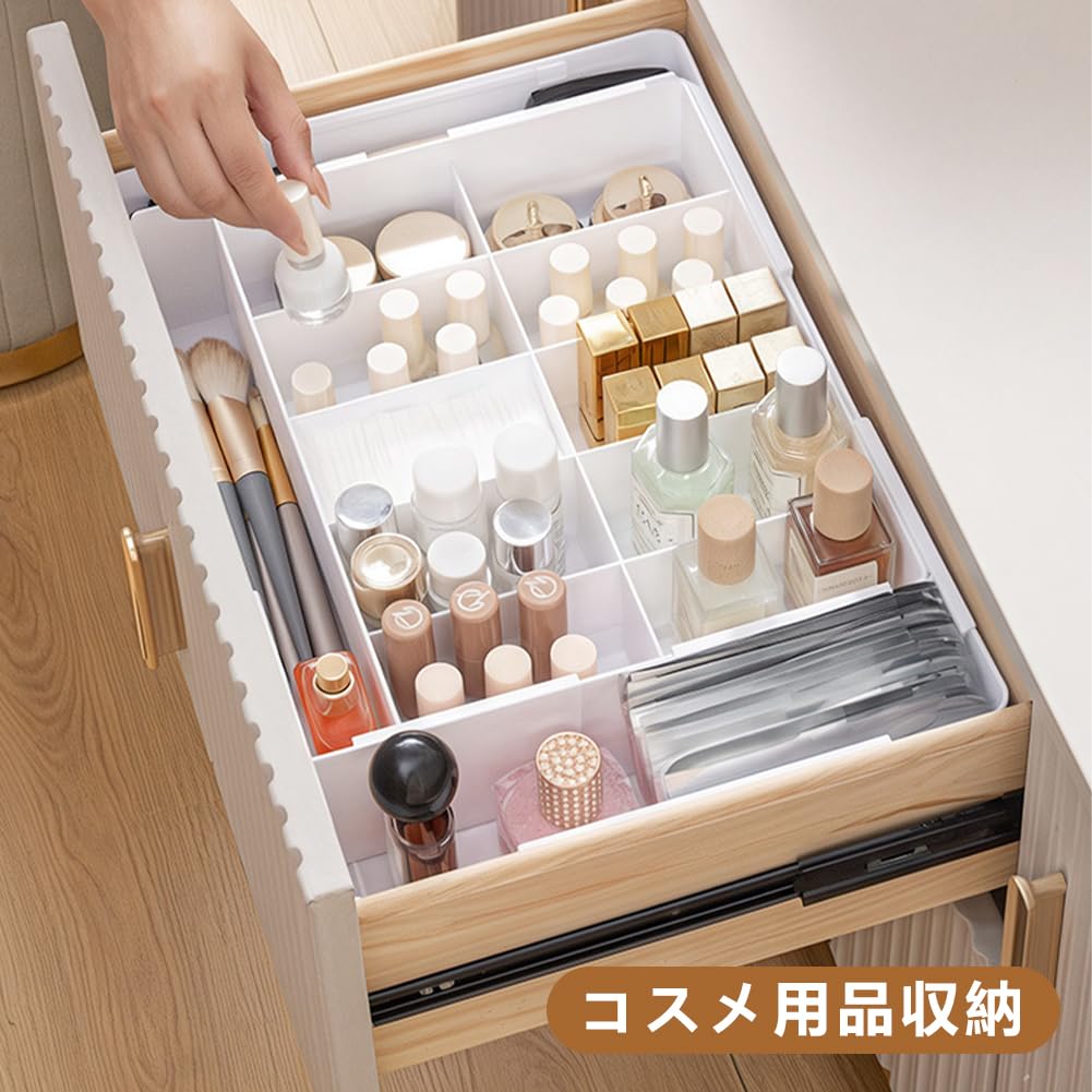 yazi Underwear Storage Expandable Storage Drawer Closet Clothes Storage Large Clothing and Sock Shape for and Small White Compartments 2 Expandable