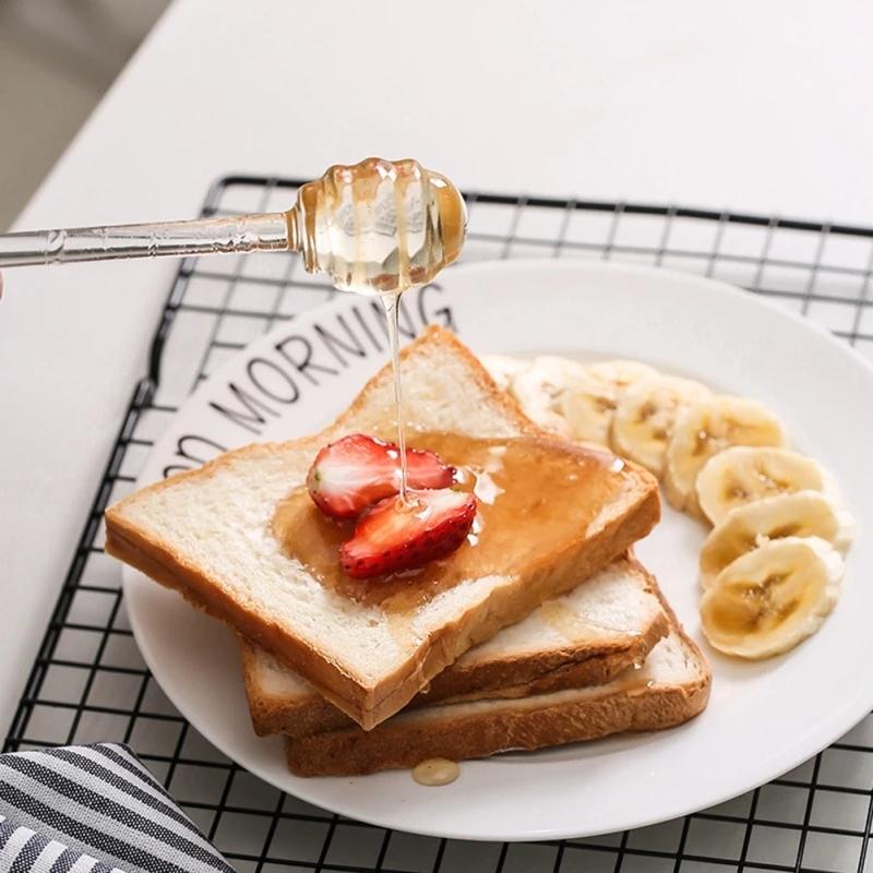 2023 New 1Pcs Honey Spoon Glass Honey Dipper Stick Syrup Dispenser Spoon Jar Stick Kitchen Accessories Server Honey For Honey