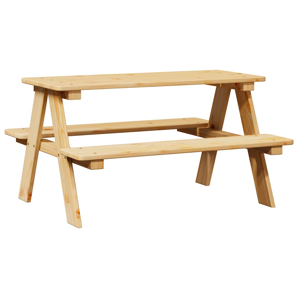 Children S Table with Benches IRUN 90x79.5x50 Cm Solid Wood