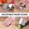 Heavy-duty stainless steel finger guards for sharp blade protection, food processing safety protection, modern safety tools.